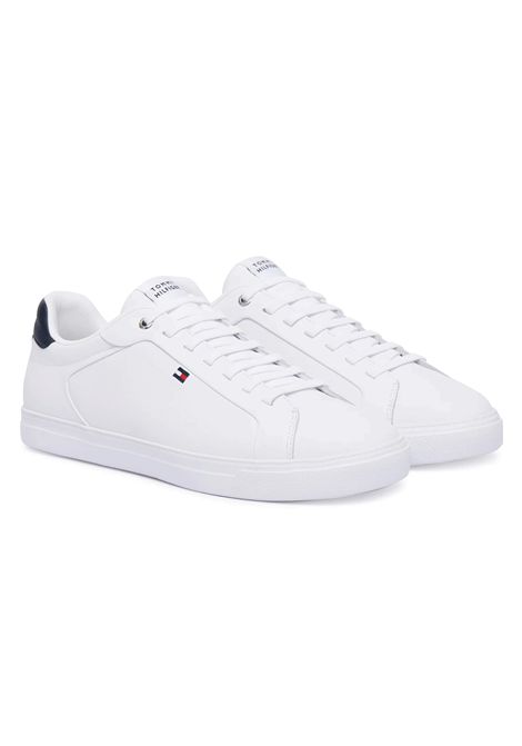 Scarpe tommy Hilfiger Icon Court Light Leather Bianco Nero Uomo TOMMY HILFIGER | Sneakers | FM0FM05946-YBS